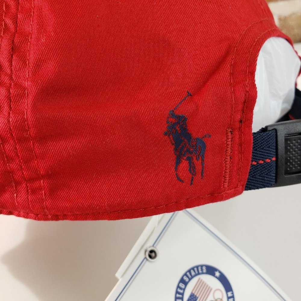 Polo Ralph Lauren Team USA Olympics Red Adjustable Cap Hat New - Picture 7 of 9